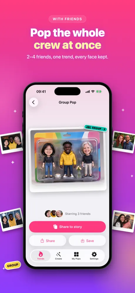 Group Pop result: three friends in one action figure package