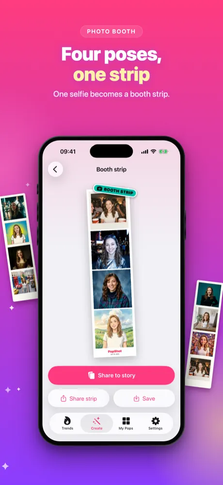 A four-frame photo booth strip ready to share
