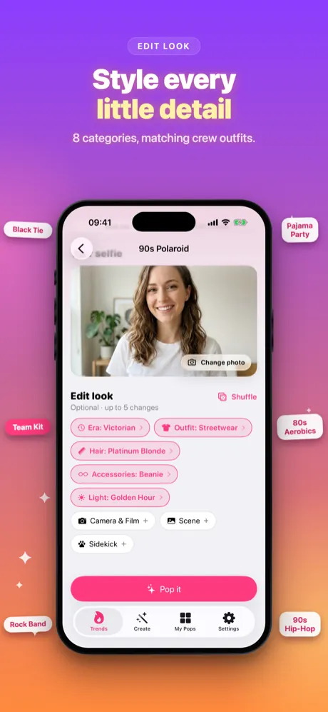 Edit look with eight categories and matching outfits for groups